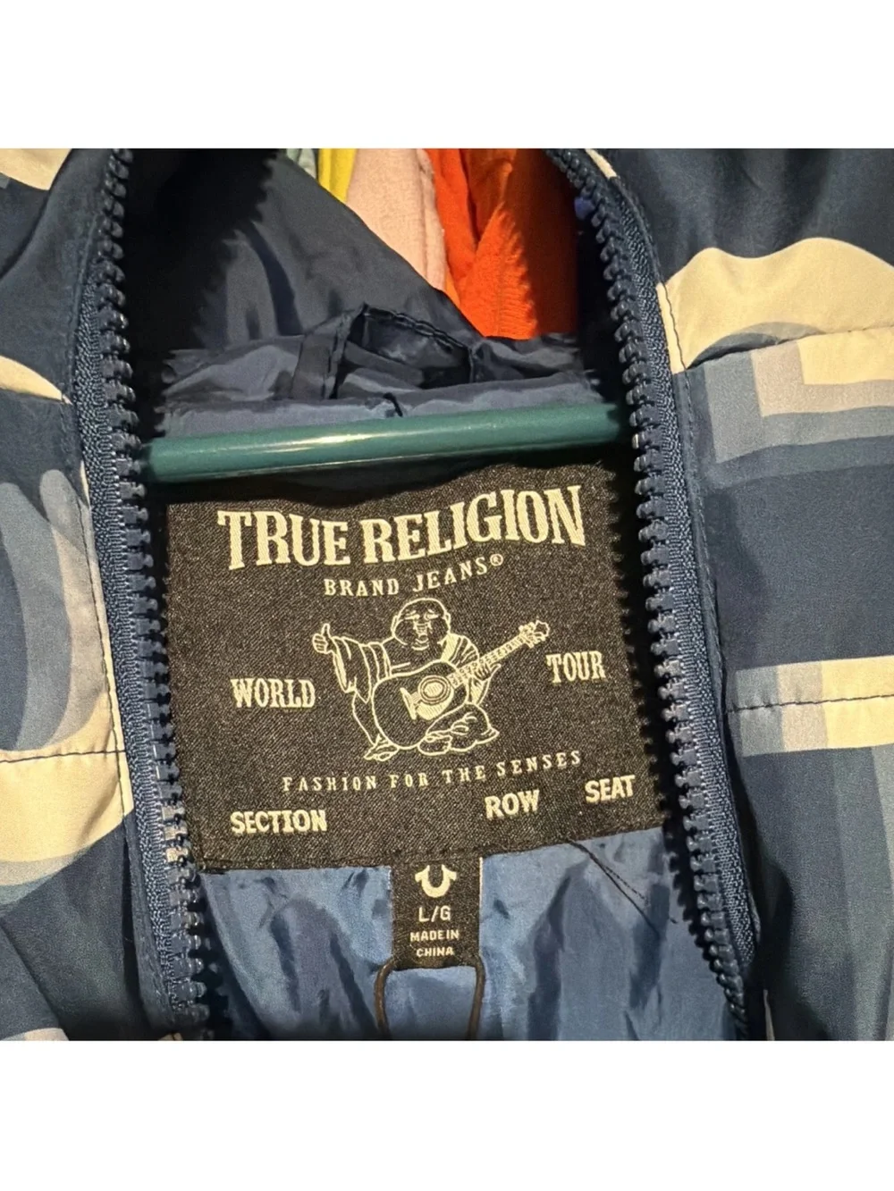 True Religion Navy Blue Logo Puffer Jacket
